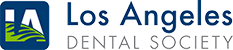 The image displays a logo with text that reads 'Los Angeles Dental Society' and includes a graphic element resembling a toothbrush.